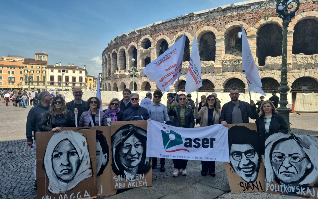 Costante: “Ecco i rider dell’informazione”. Sciopero giornalisti, Aser era in piazza a Verona con il Sgv